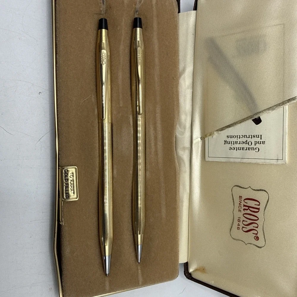 Cross Vintage 10K Gold Filled Pen & Pencil‎ Set w/original Case & Paperwork